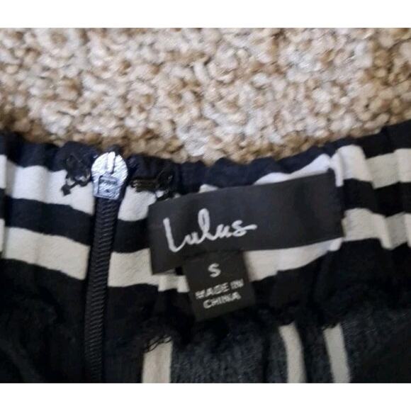 Lulus Womens Blue White Striped Elastic Waist Wide-Leg Pants Size Small Pockets - Picture 2 of 6